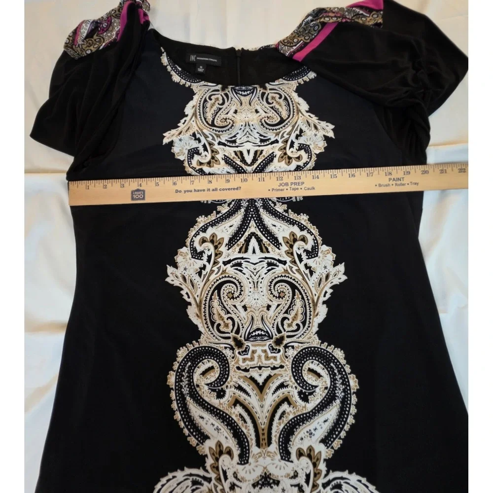 INC International Concepts Dress XL Black Paisley Baroque Print Shift Tunic 3/4 - Picture 6 of 13